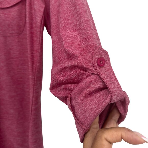 Eddie Bauer Women XS Pink Heather Button-Up Long-Sleeve Shirt Dual Chest Pockets - Picture 12 of 16